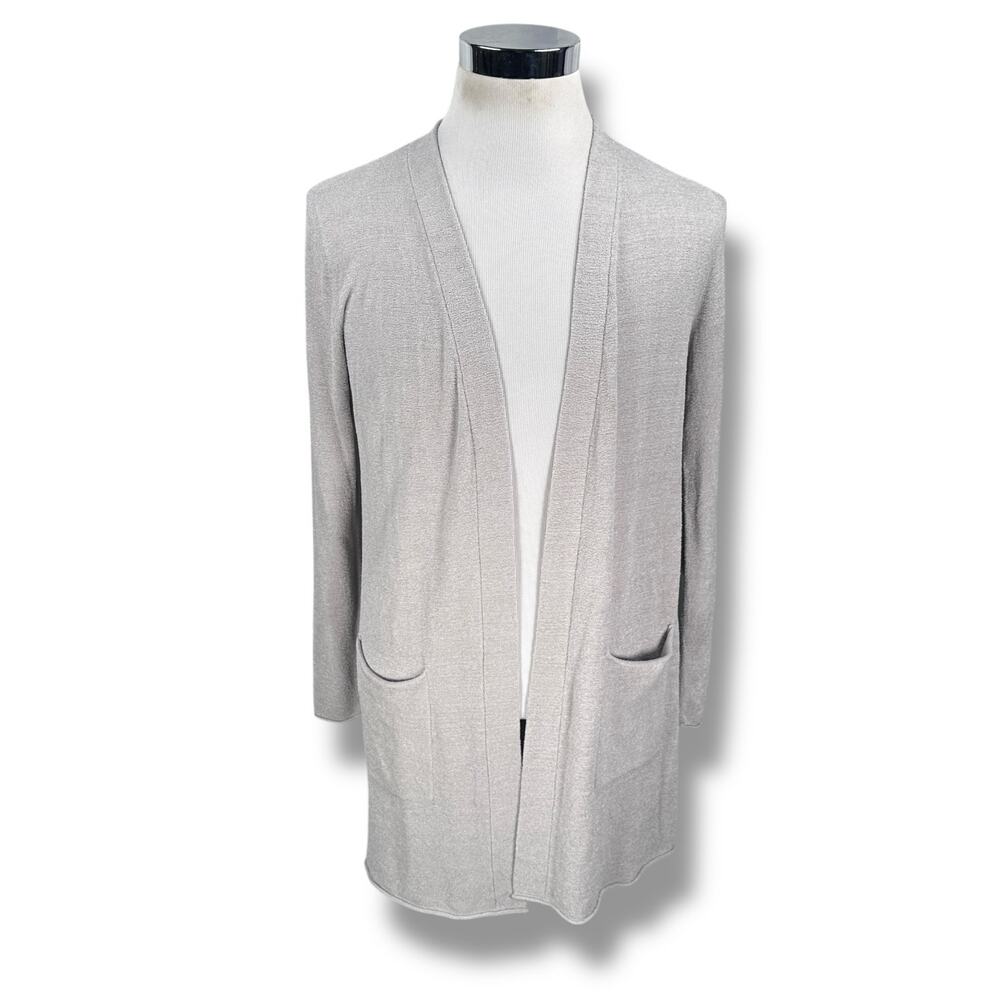 Barefoot Dreams Santa Monica Cardigan Longline Light Gray Women’s Small Nylon‎